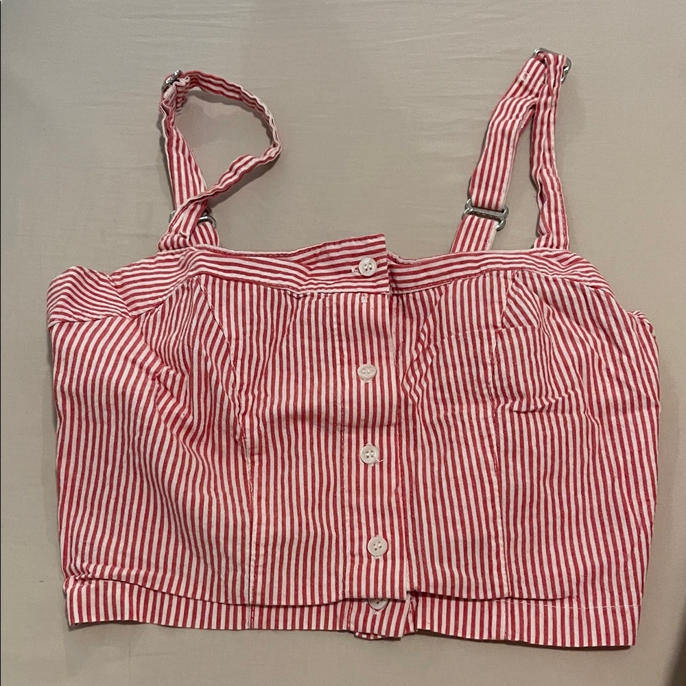 Brandy Melville Red & White Striped Cropped Cami – One Size